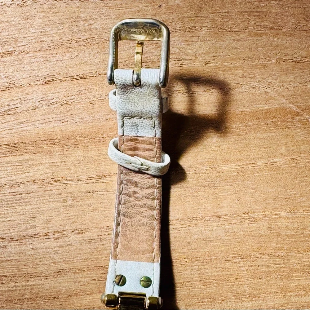 Anne Klein Gold‎ & White Leather Strap Watch 10/9168WTWT